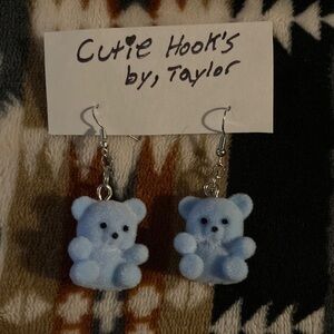 Blue Teddy Bear Earrings